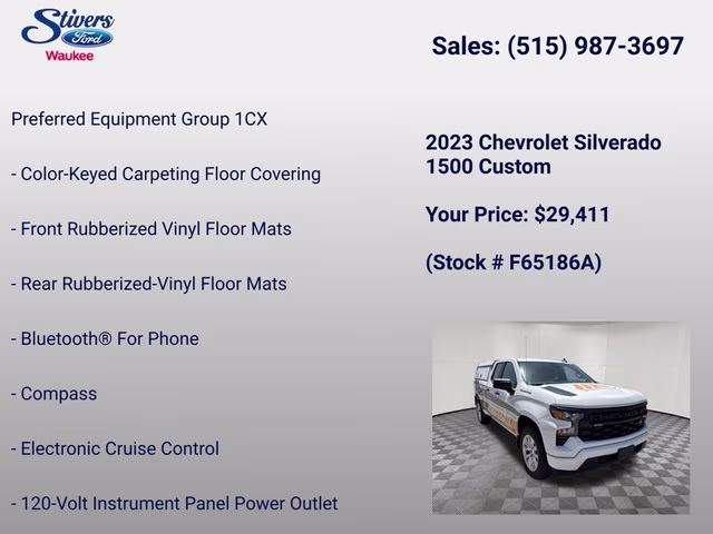 2023 Summit White Chevrolet Silverado 1500 Custom 4X4 Truck