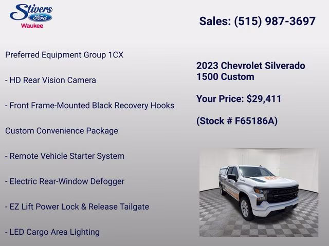 2023 Summit White Chevrolet Silverado 1500 Custom 4X4 Truck