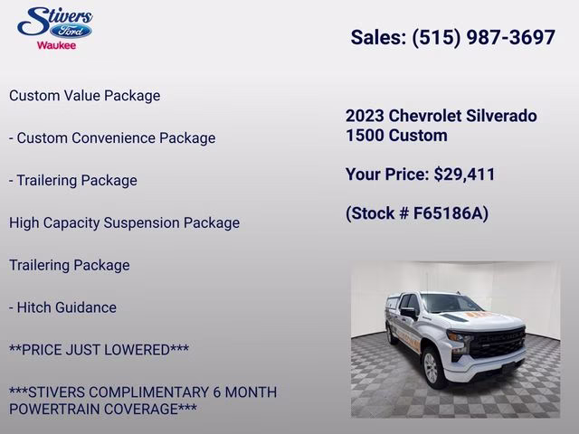 2023 Summit White Chevrolet Silverado 1500 Custom 4X4 Truck