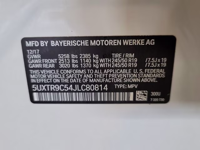 2018 Alpine White BMW X3 xDrive30i AWD SUV