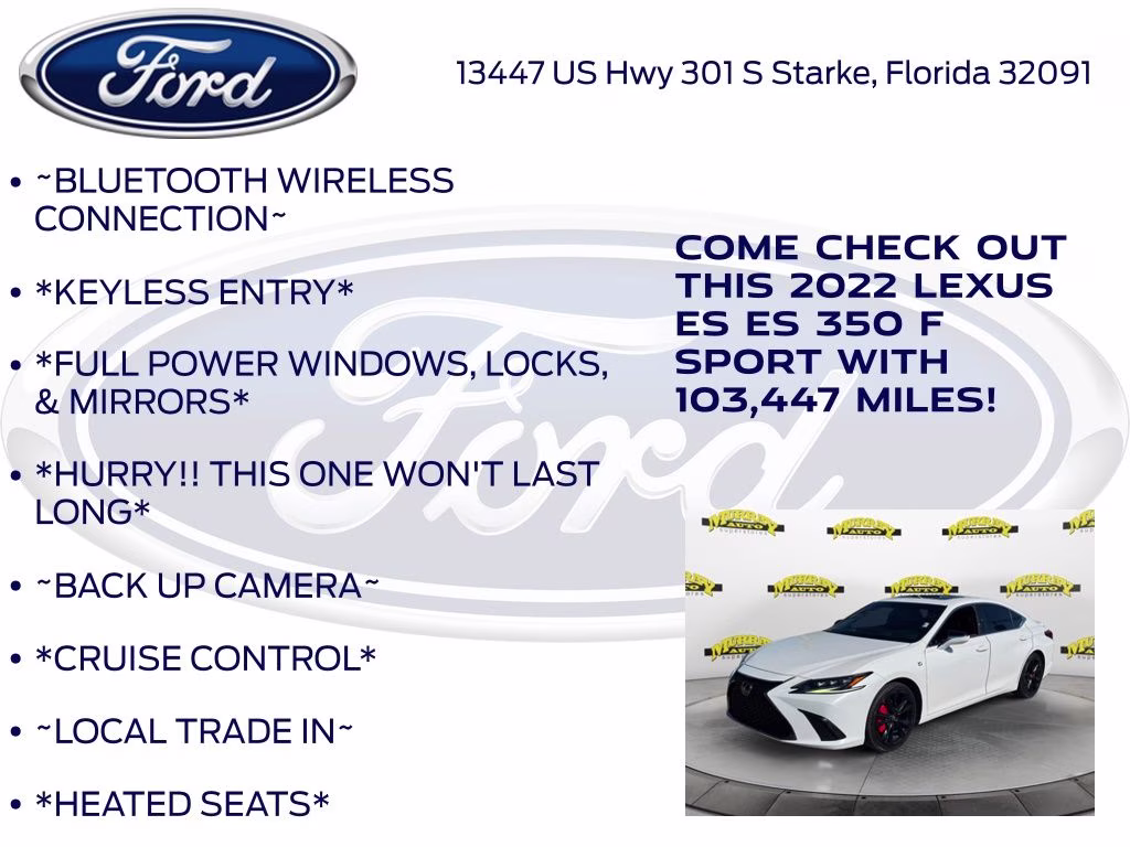 2022 Ultra White Lexus ES 350 F Sport FWD Sedan