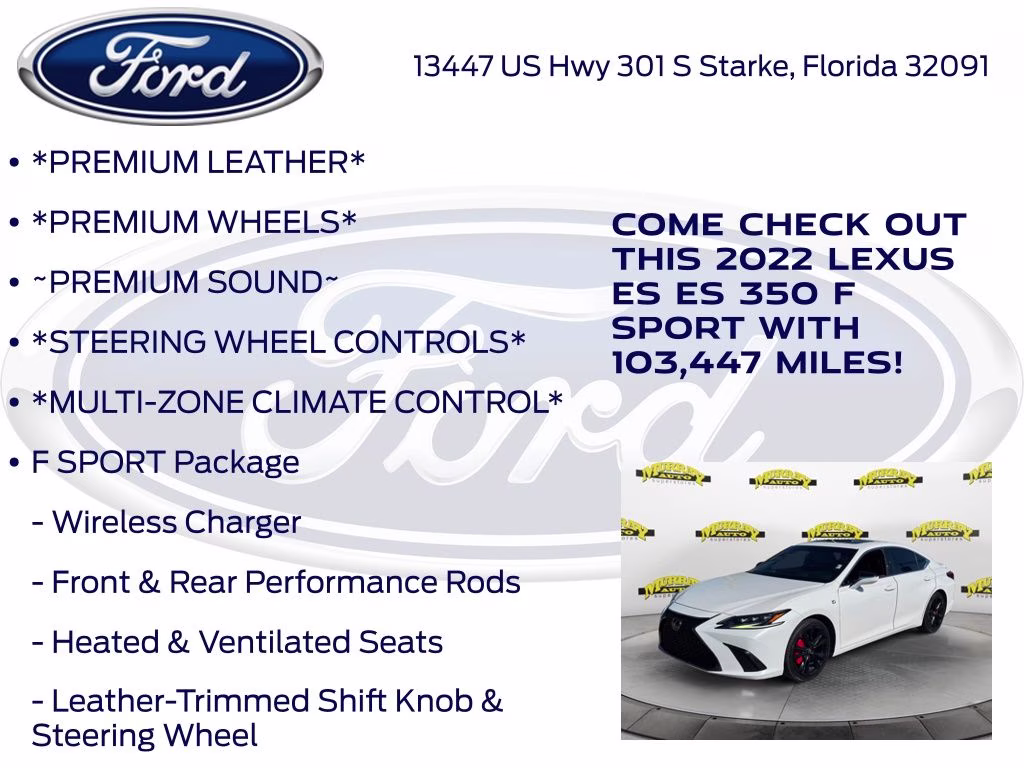 2022 Ultra White Lexus ES 350 F Sport FWD Sedan