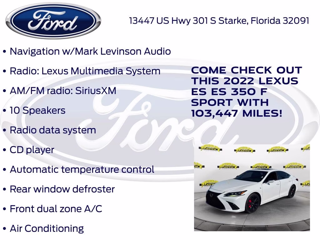 2022 Ultra White Lexus ES 350 F Sport FWD Sedan