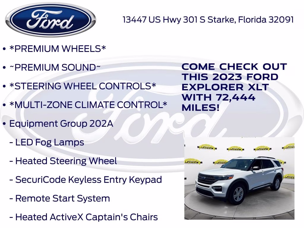 2023 White Metallic Ford Explorer XLT RWD SUV