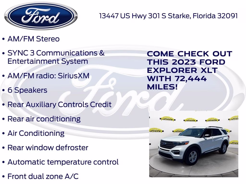 2023 White Metallic Ford Explorer XLT RWD SUV