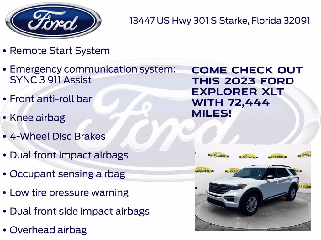 2023 White Metallic Ford Explorer XLT RWD SUV