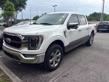 2021 Star White Metallic Tri-Coat Ford F-150 King Ranch Crew Cab Pickup 4X4 Truck