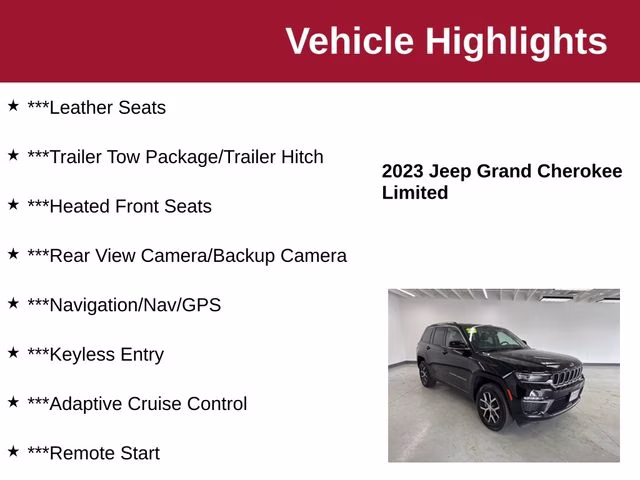 2023 Diamond Black Crystal Pearlcoat Jeep Grand Cherokee Limited 4X4 SUV