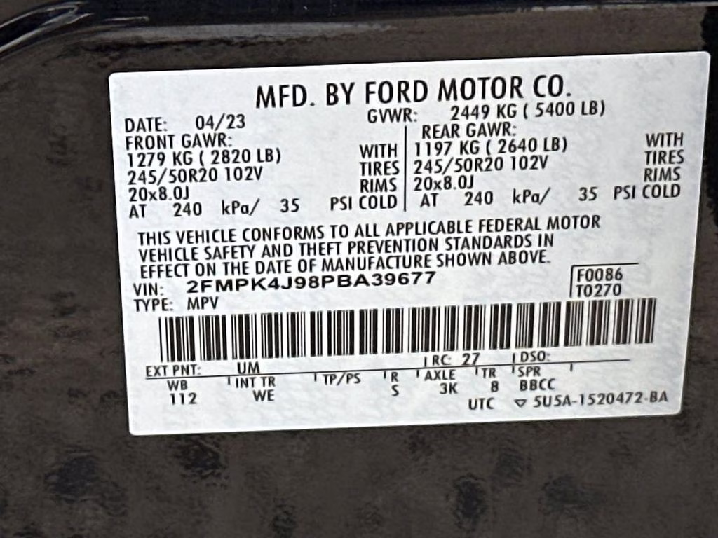 2023 Black Metallic Ford Edge ST Line AWD SUV
