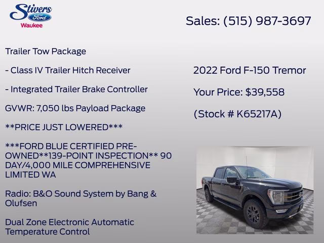 2022 Black Metallic Ford F-150 Tremor 4X4 Truck
