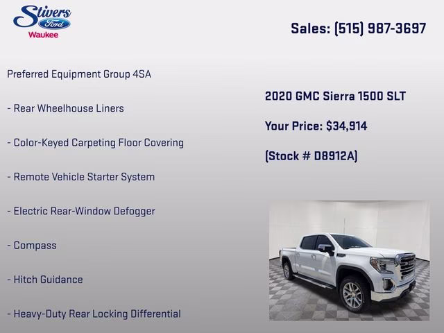 2020 Summit White GMC Sierra 1500 SLT 4X4 Truck
