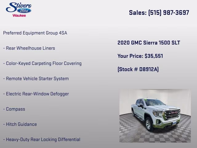 2020 Summit White GMC Sierra 1500 SLT 4X4 Truck