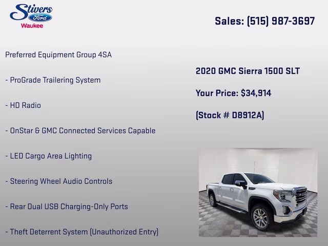 2020 Summit White GMC Sierra 1500 SLT 4X4 Truck
