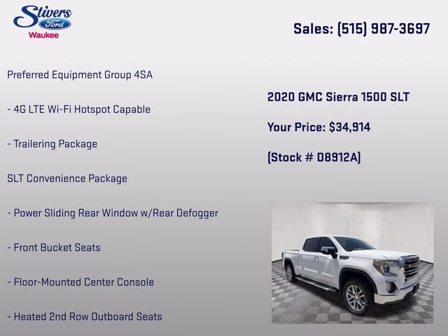 2020 Summit White GMC Sierra 1500 SLT 4X4 Truck