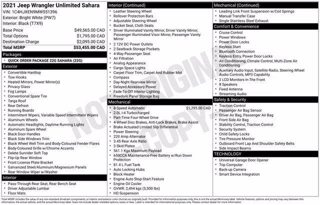 2021 Bright White Clearcoat Jeep Wrangler Unlimited Sahara 4X4 SUV