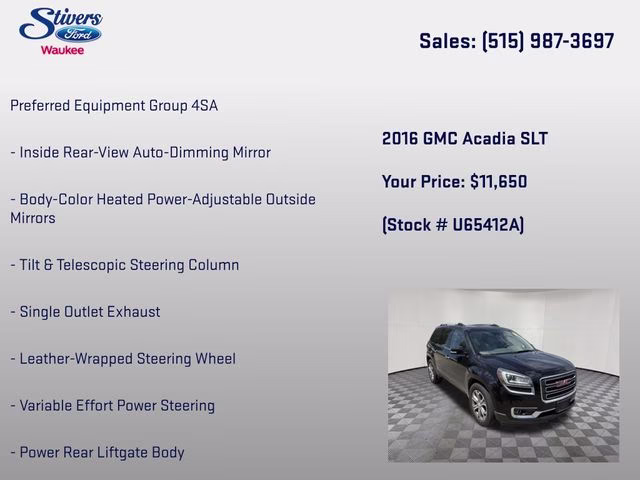 2016 Ebony Twilight Metallic GMC Acadia SLT-1 AWD SUV