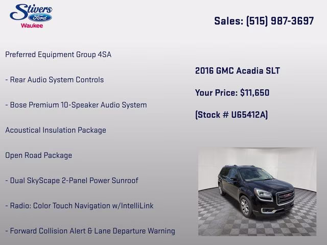 2016 Ebony Twilight Metallic GMC Acadia SLT-1 AWD SUV