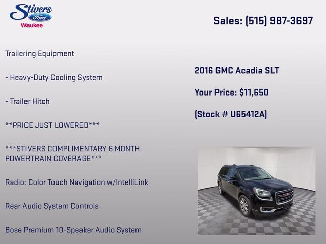 2016 Ebony Twilight Metallic GMC Acadia SLT-1 AWD SUV