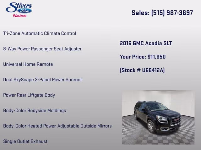 2016 Ebony Twilight Metallic GMC Acadia SLT-1 AWD SUV