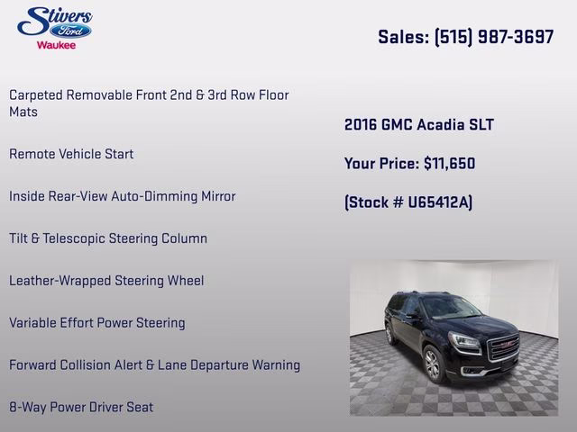 2016 Ebony Twilight Metallic GMC Acadia SLT-1 AWD SUV