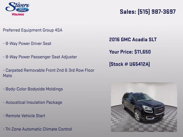 2016 Ebony Twilight Metallic GMC Acadia SLT-1 AWD SUV
