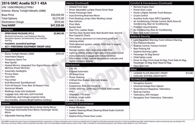 2016 Ebony Twilight Metallic GMC Acadia SLT-1 AWD SUV