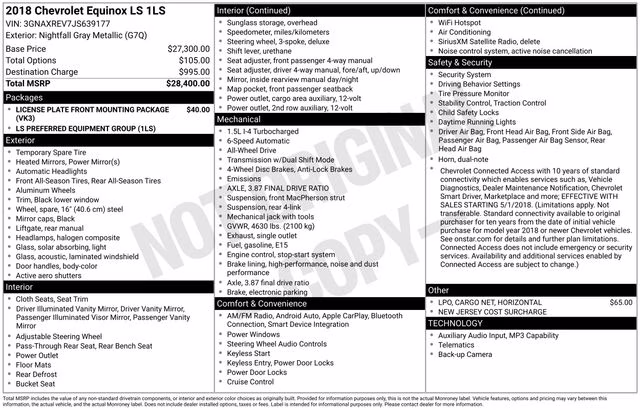2018 Nightfall Gray Metallic Chevrolet Equinox LS AWD SUV