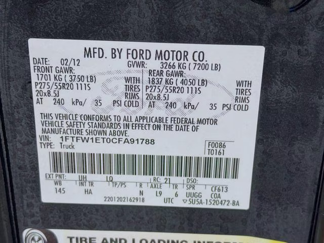 2012 Tuxedo Black Ford F-150 Lariat 4X4 Truck