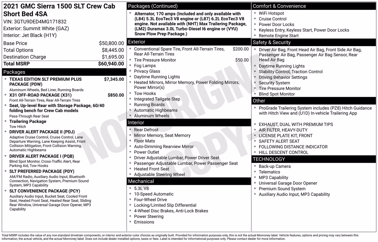 2021 Summit White GMC Sierra 1500 SLT 4X4 Truck