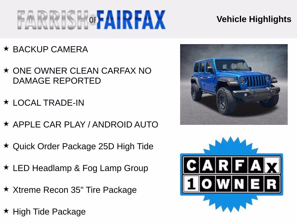 2022 Hydro Blue Pearl Coat Jeep Wrangler Unlimited High Tide 4X4 SUV