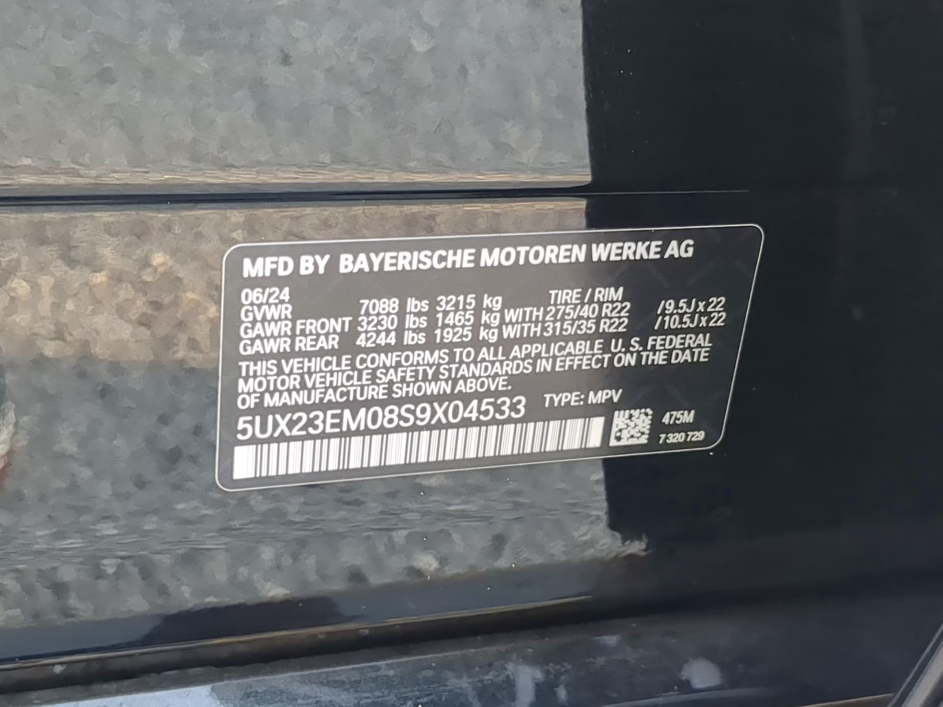 2025 Black Sapphire Metallic BMW X7 xDrive40i AWD SUV