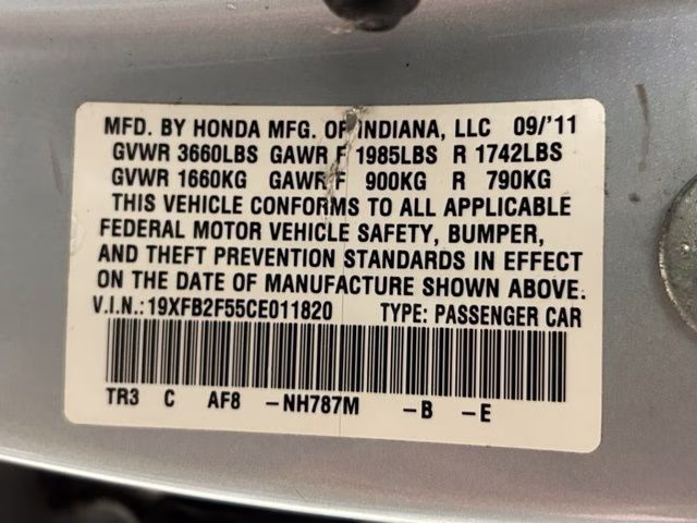 2012 Green Opal Metallic Honda Civic LX FWD Sedan