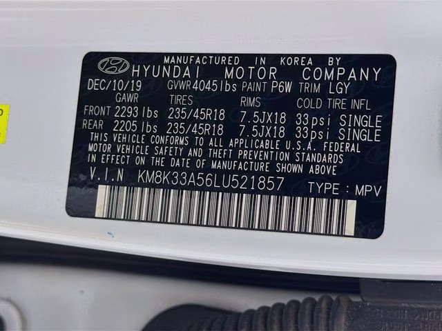 2020 White Hyundai Kona Limited FWD SUV