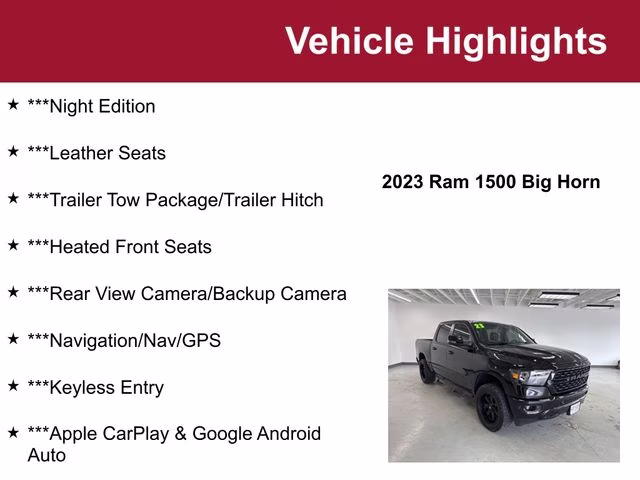 Used 2023 RAM Ram 1500 Pickup Big Horn/Lone Star with VIN 1C6SRFFT5PN533162 for sale in Waite Park, Minnesota