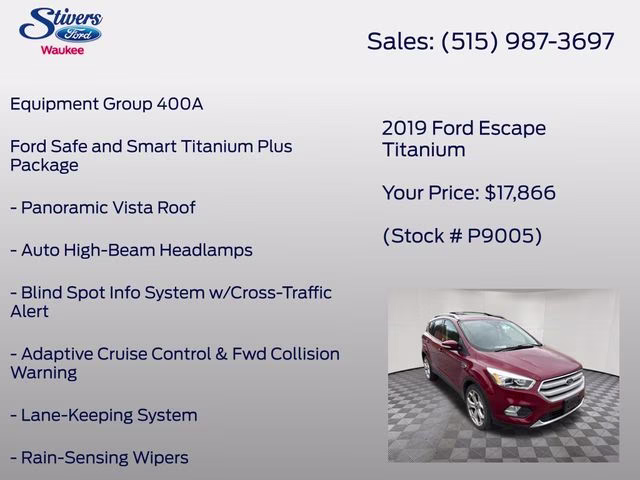 2019 Ruby Red Metallic Ford Escape Titanium FWD SUV