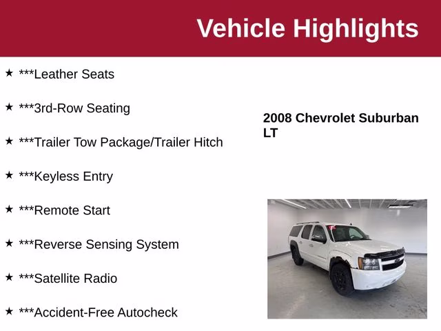 2008 Summit White Chevrolet Suburban 1500 LT 4X4 SUV