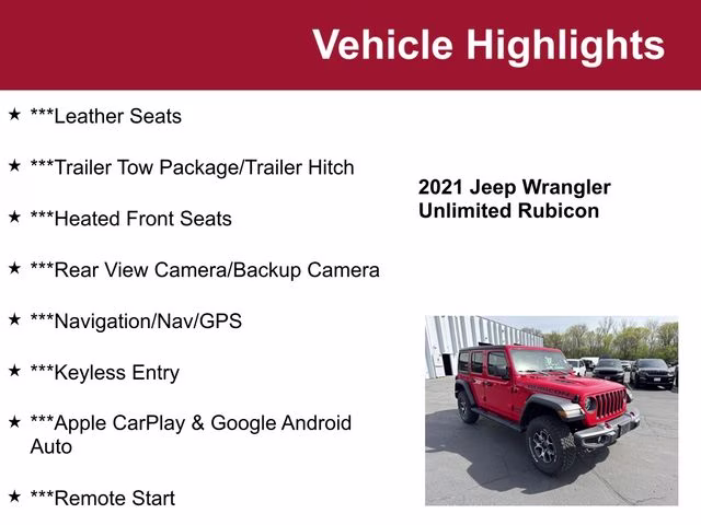 2021 Firecracker Red Clearcoat Jeep Wrangler Unlimited Rubicon 4X4 SUV