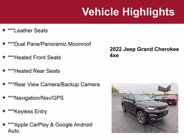 Used 2022 Jeep Grand Cherokee 4xe with VIN 1C4RJYB66N8757935 for sale in Waite Park, Minnesota