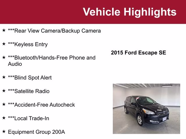 Used 2015 Ford Escape SE with VIN 1FMCU9G94FUC27781 for sale in Waite Park, Minnesota