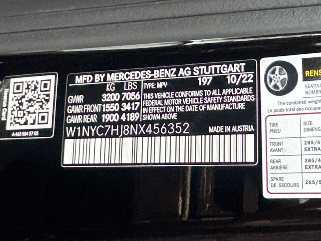 2022 Obsidian Black Metallic Mercedes-Benz G-Class G 63 AMG AWD SUV
