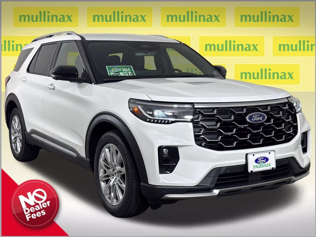 2026 Star White Metallic Tri-Coat Ford Explorer Platinum RWD SUV