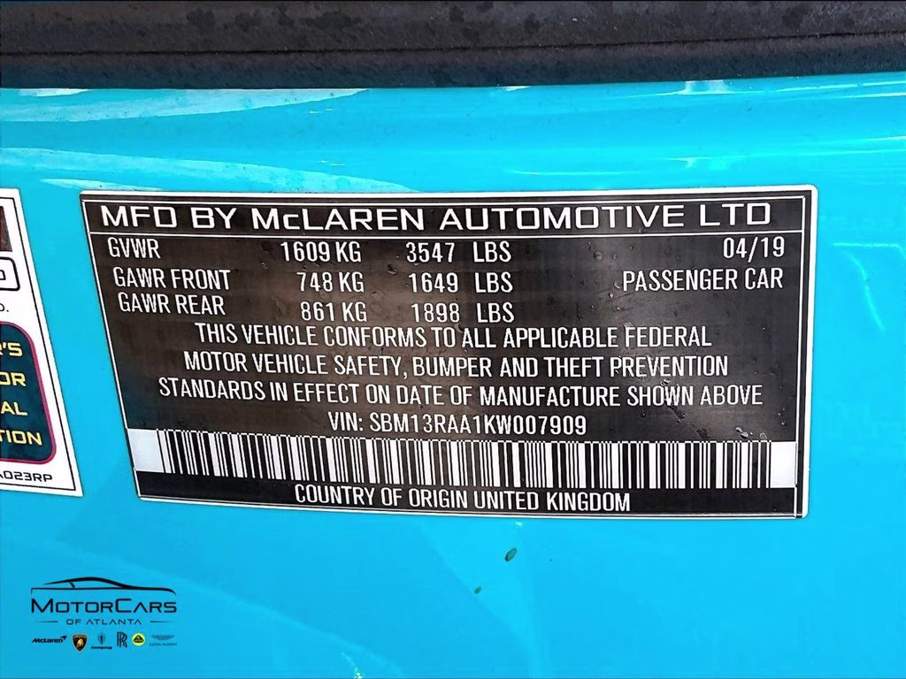 2019 Curacao Blue McLaren 600LT MSO Fistral Blue RWD Coupe