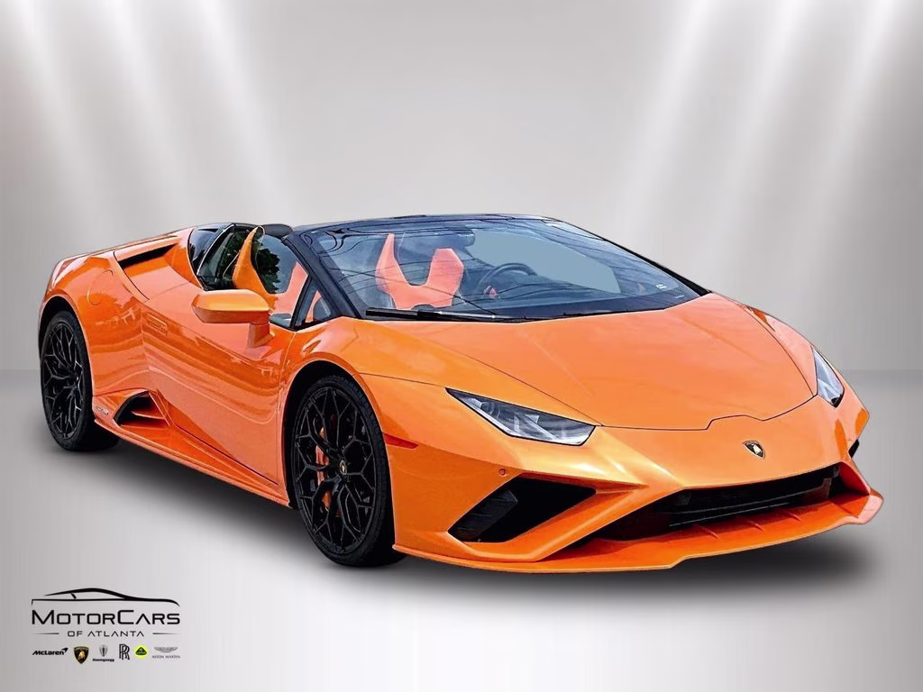 2023 Arancio Borealis Metallic Lamborghini Huracan EVO Spyder RWD Convertible