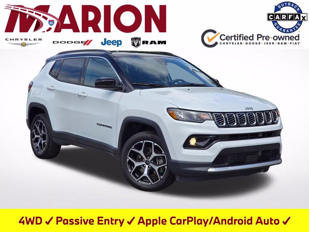 2025 Bright White Clearcoat Jeep Compass Limited 4X4 SUV