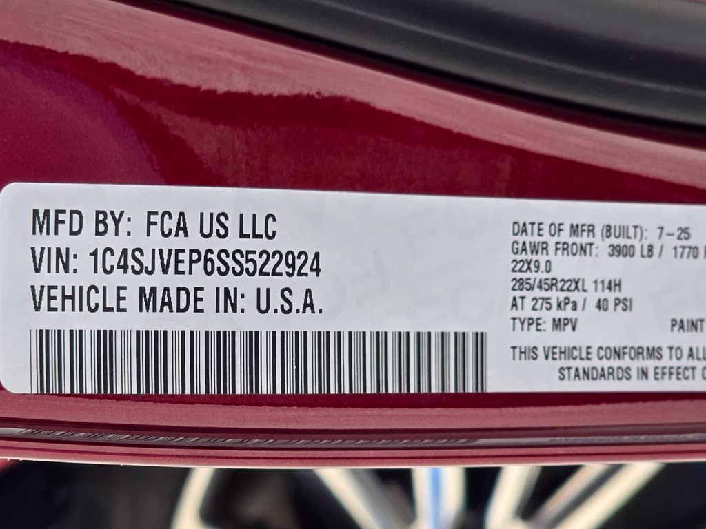 2025 Velvet Red Pearlcoat Jeep Grand Wagoneer Base 4X4 SUV