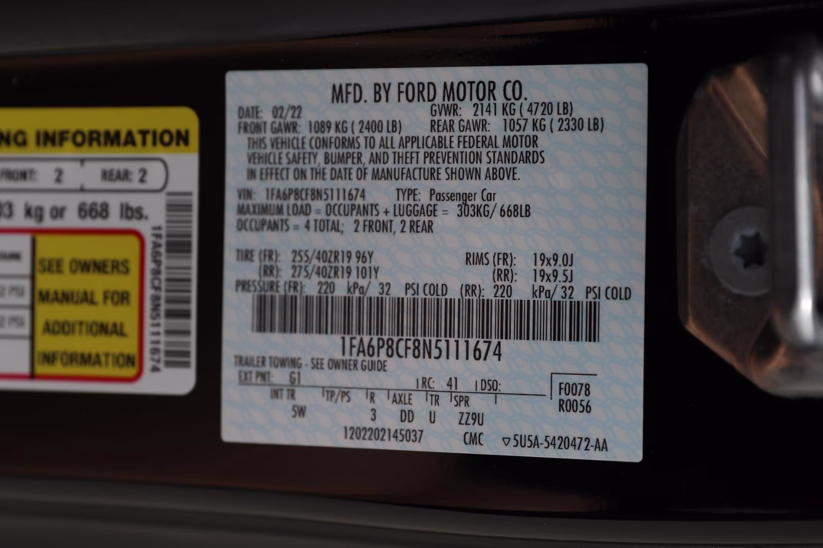 2022 Shadow Black Ford Mustang GT Premium RWD Fastback