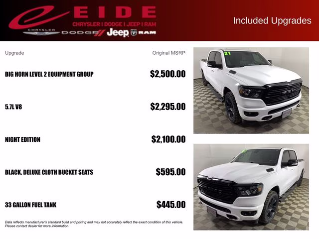2021 Bright White Clearcoat Ram 1500 Big Horn 4X4 Truck