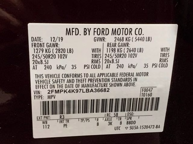 2020 Burgundy Ford Edge Titanium AWD SUV