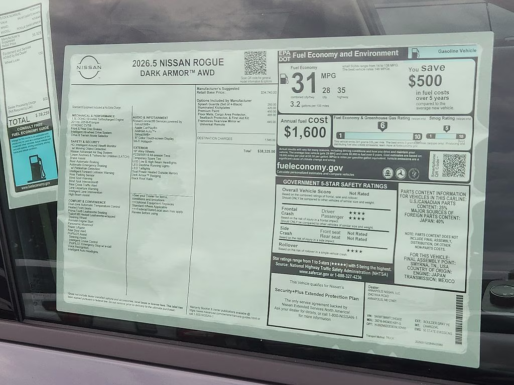 2026 Boulder Gray Pearl Nissan Rogue Dark Armor AWD SUV
