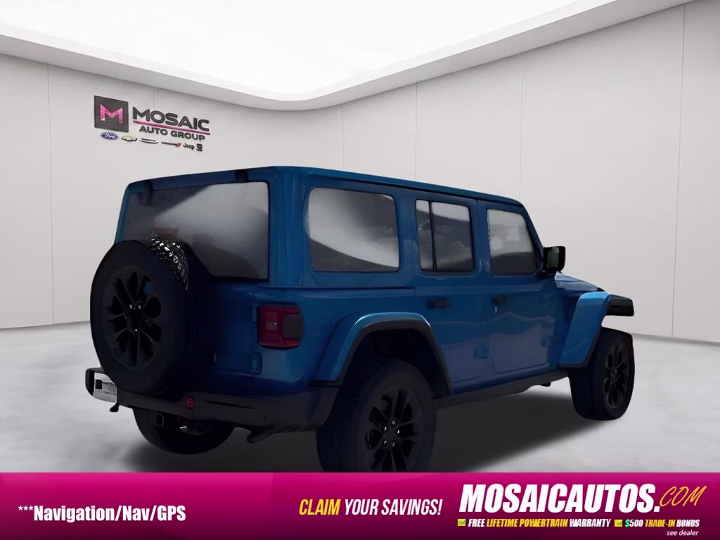 2025 Hydro Blue Pearl Coat Jeep Wrangler Sahara 4xe Quick Order Package 29Q Backcountry 4xe 4X4 SUV